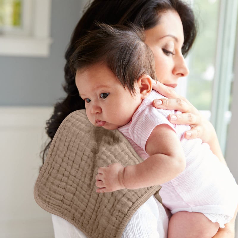 Looxii مناديل لوكسي القطنية 100% قطن موسلين كبيرة 20''x10'' ناعمة للغاية وامتصاصها ممتاز 6 قطع لمناديل التجشؤ للأطفال (بني) - Image 5