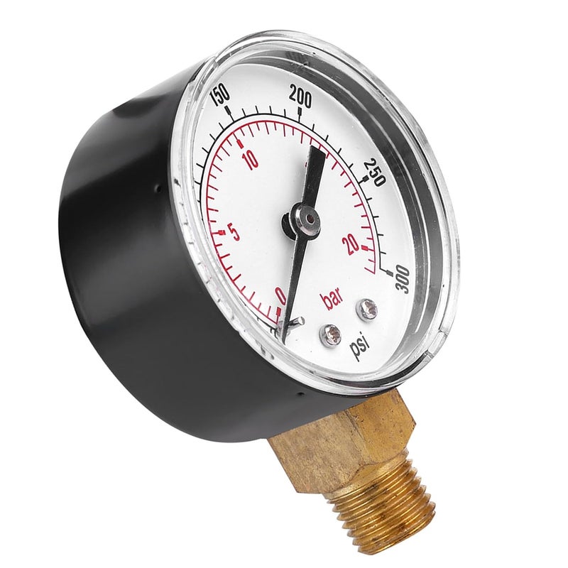 مقياس ضغط نحاسي 50 مم 0-300 رطل لكل بوصة مربعة 1/4 BSPT توصيل سفلي للوقود والهواء والزيت والغاز والماء - Image 4