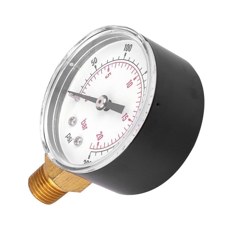 مقياس ضغط نحاسي 50 مم 0-300 رطل لكل بوصة مربعة 1/4 BSPT توصيل سفلي للوقود والهواء والزيت والغاز والماء - Image 3