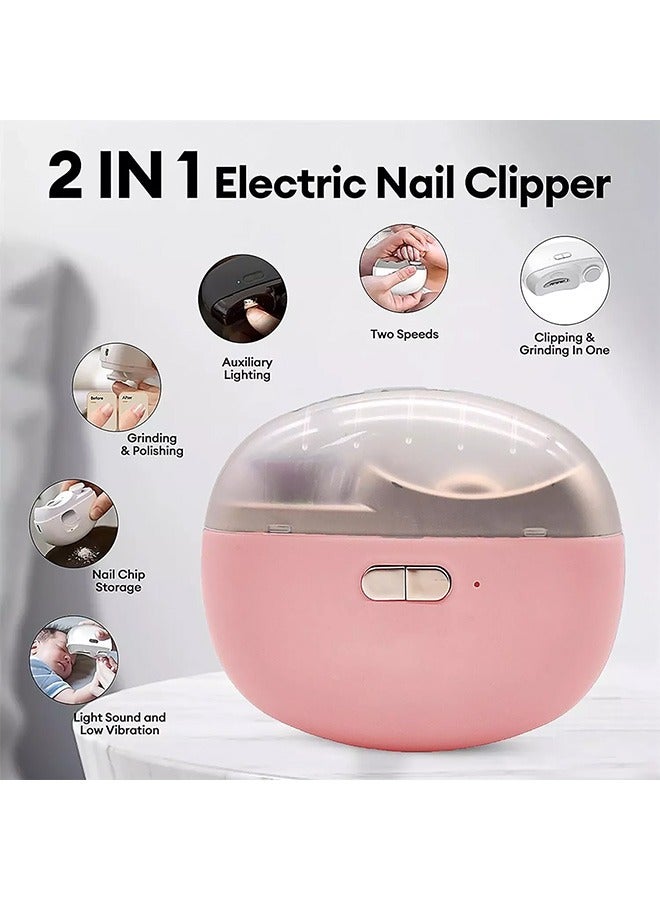 Beauenty Automatic 2-in-1 Nail Clipper Nail File with LED Light, USB Rechargeable Electric Nail Cutter, Portable Nail Trimmer with Polishing, Suitable for Baby Adult Elderly Nail Care - Image 2