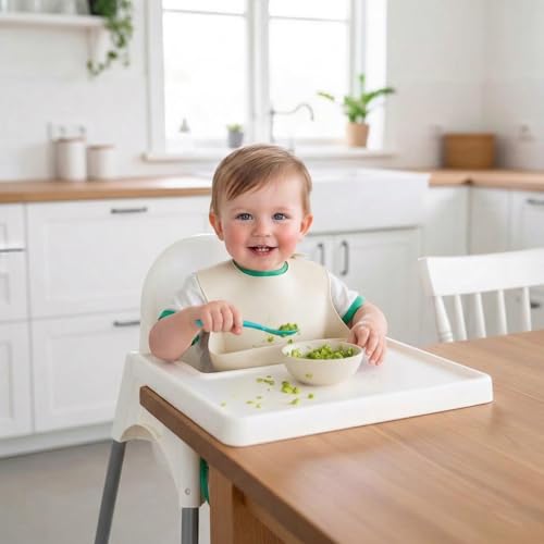 PandaEar Set of 3 Silicone Baby Bibs Waterproof Soft Unisex 1072 Months BlueSageBeige - Image 3