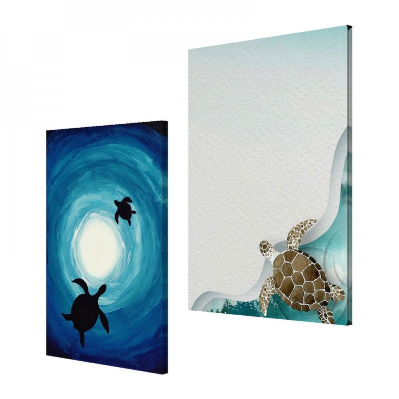 Marktna Double canvas painting with a turtle design - Image 2