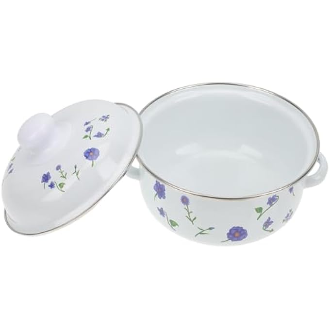 دويتول قدر حساء مطلي بالمينا، قدر يخنة، قدر صلصة عتيق، قدر خزفي، قدر طبخ دائري غير لاصق مع غطاء ومقبض، قدر معكرونة لغلي الحليب، أطعمة المعكرونة - Image 2