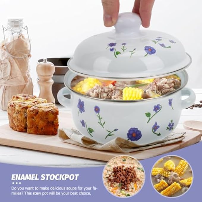 دويتول قدر حساء مطلي بالمينا، قدر يخنة، قدر صلصة عتيق، قدر خزفي، قدر طبخ دائري غير لاصق مع غطاء ومقبض، قدر معكرونة لغلي الحليب، أطعمة المعكرونة - Image 3