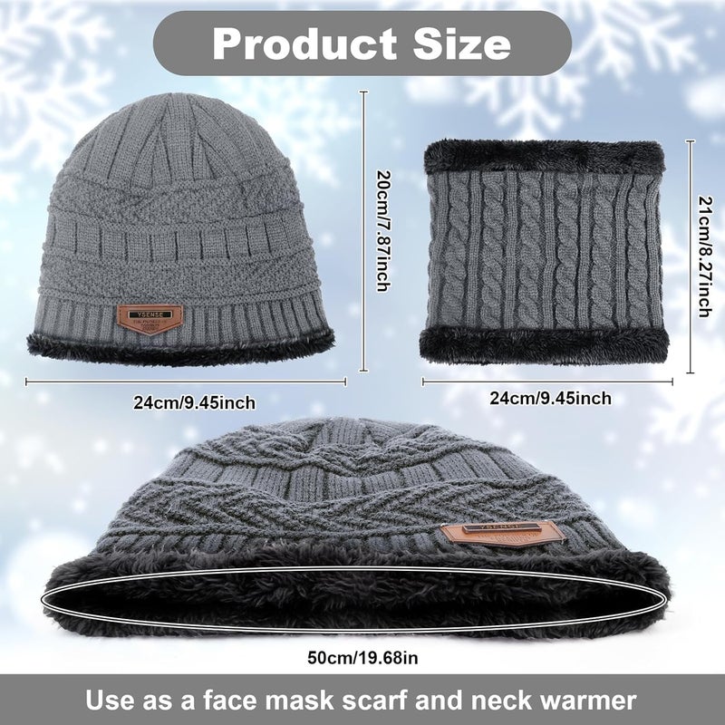 YSense 3 Pcs Boys Girls Winter Beanie Hat Scarf Gloves Set Thick Knitted Warm Toddler Winter Hat Mittens Neck Warmer for Kids - Image 2