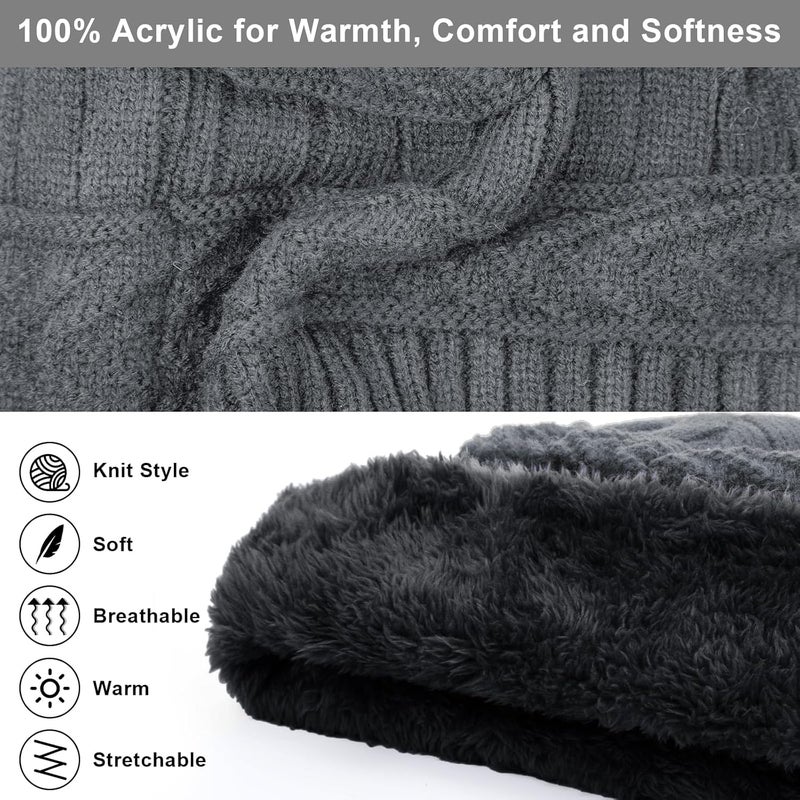 YSense 3 Pcs Boys Girls Winter Beanie Hat Scarf Gloves Set Thick Knitted Warm Toddler Winter Hat Mittens Neck Warmer for Kids - Image 4