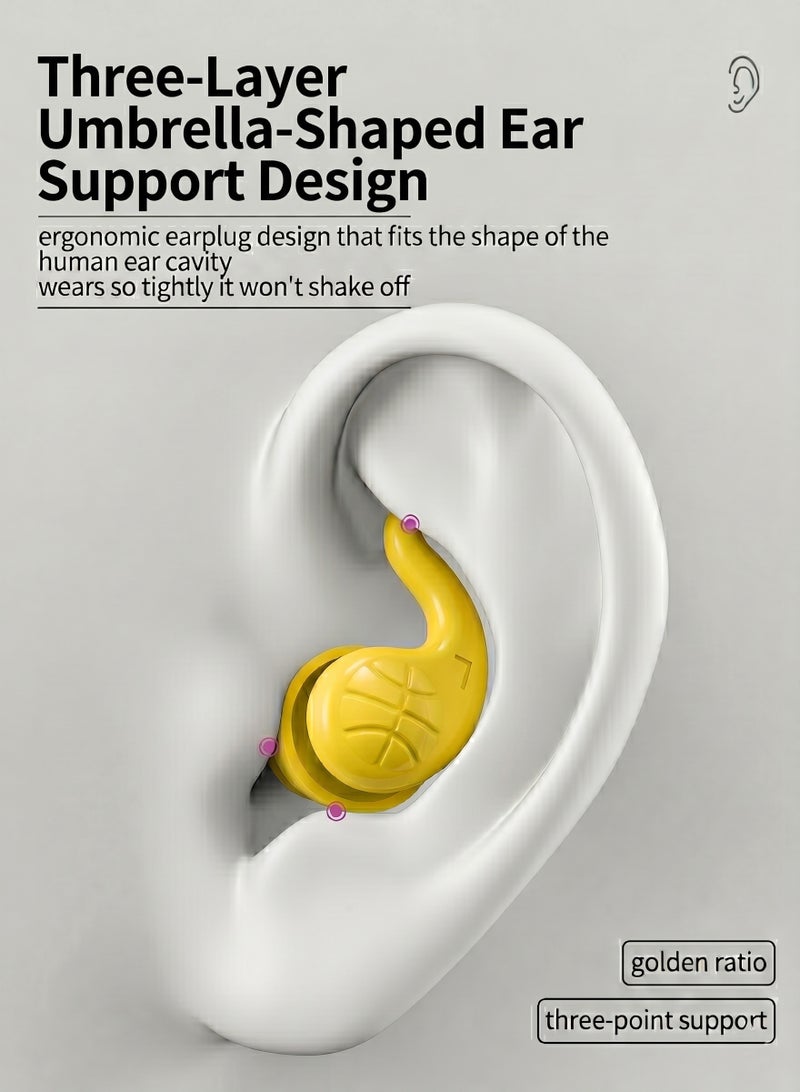 Ssovi 3 Pairs Noise Reducing Earplugs for Sleeping, Reusable Silicone Sound Blocking Ear Plugs for Snoring & Travel, Painless Side-Sleeper Fit (Yellow) - Image 4