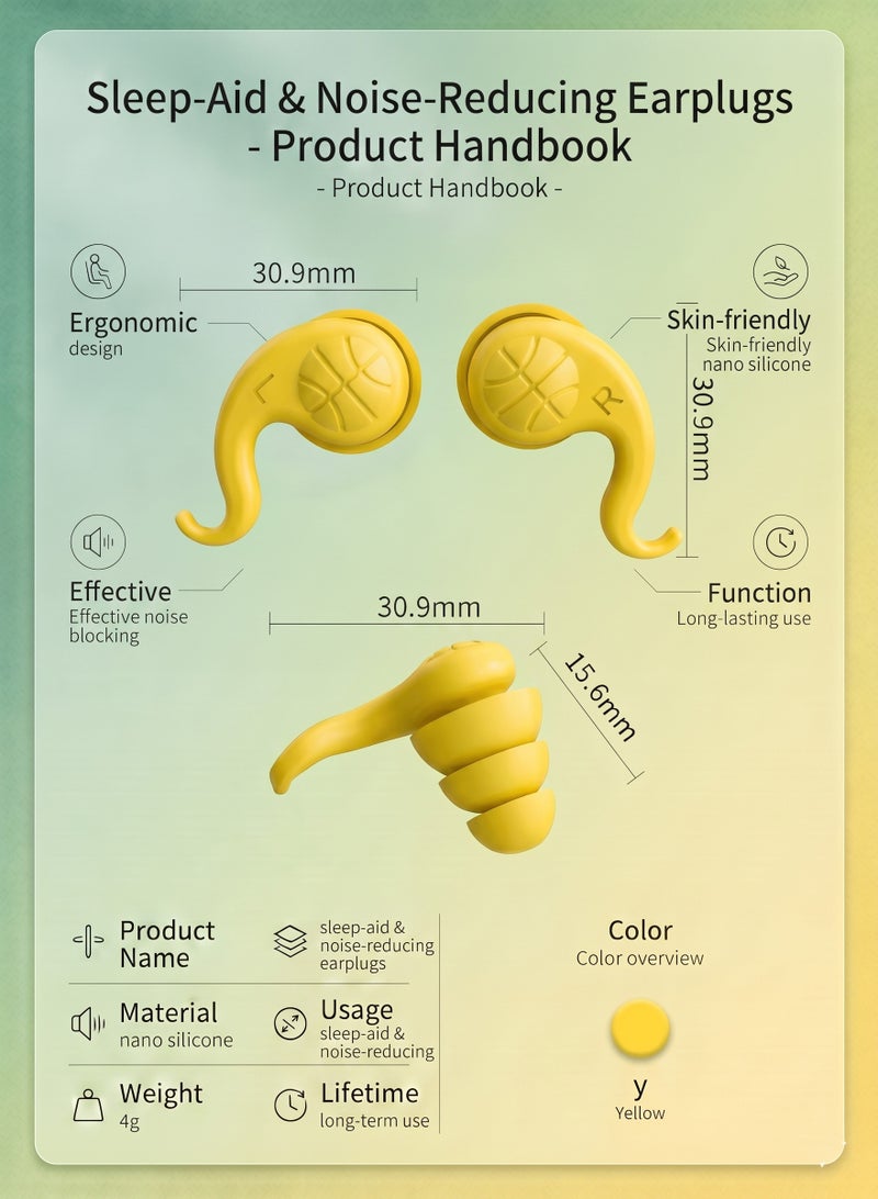 Ssovi 3 Pairs Noise Reducing Earplugs for Sleeping, Reusable Silicone Sound Blocking Ear Plugs for Snoring & Travel, Painless Side-Sleeper Fit (Yellow) - Image 5