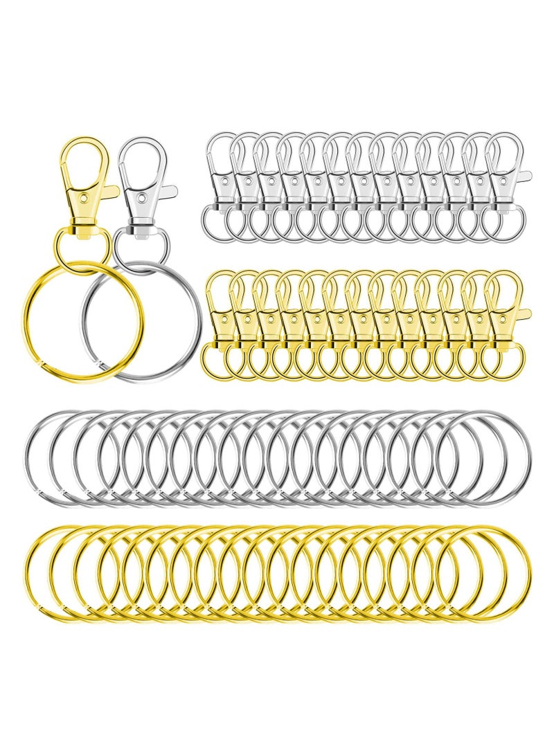 SYOSI 100pcs Key Chain Swivel Hooks Metal Snap Hook Lanyard Clips with Rings Keychain Hardware for Purse and Crafts - Image 1