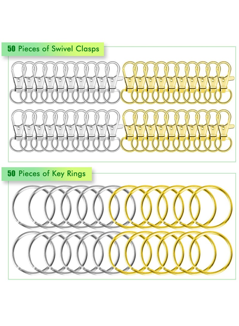 SYOSI 100pcs Key Chain Swivel Hooks Metal Snap Hook Lanyard Clips with Rings Keychain Hardware for Purse and Crafts - Image 2