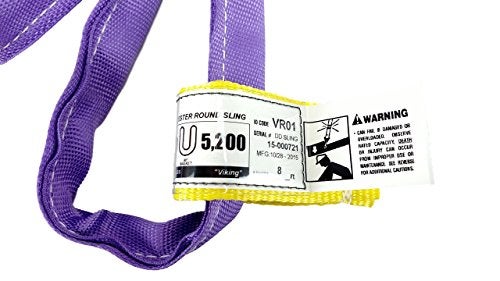 Chenango Supply حبال رفع دائرية من البولي بروبيلين VR1 X 8' مصنوعة في الولايات المتحدة الأمريكية بأطوال من 4'-12'، غلاف مزدوج الطبقات، حبال رفع دائرية لا نهائية، 2,600 رطل عمودي، 2,080 رطل شاكور، 5,200 رطل سلة (بوليستر أمريكي)(8 قدم) - Image 3