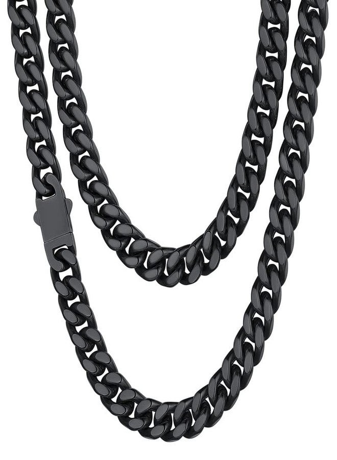 ChainsHouse Stainless Steel Mens Cuban Link Chain, Black/18K Gold Miami Cuban Chains Necklace, 5/7/9mm/12mm Width, No Tarnish&Durable Hip Hop Mens Hewelry, 18"-30" Length, 20 inches, Metal, No - Image 1