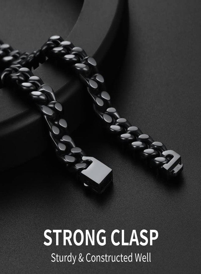 ChainsHouse Stainless Steel Mens Cuban Link Chain, Black/18K Gold Miami Cuban Chains Necklace, 5/7/9mm/12mm Width, No Tarnish&Durable Hip Hop Mens Hewelry, 18"-30" Length, 20 inches, Metal, No - Image 3