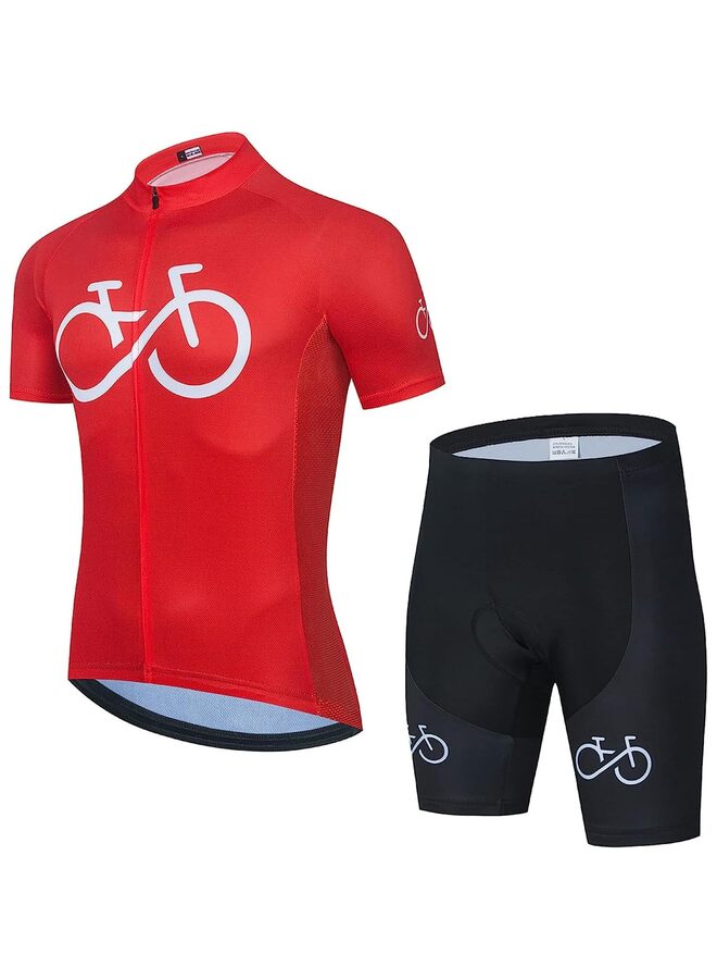 Bicycle Jersey Clothing Set,Cycling Jersey Set MTB Uniform Bike Clothing Quick Dry Bicycle Wear Clothes Men Cycling Jersey (Color : Red-XXL) - Image 1