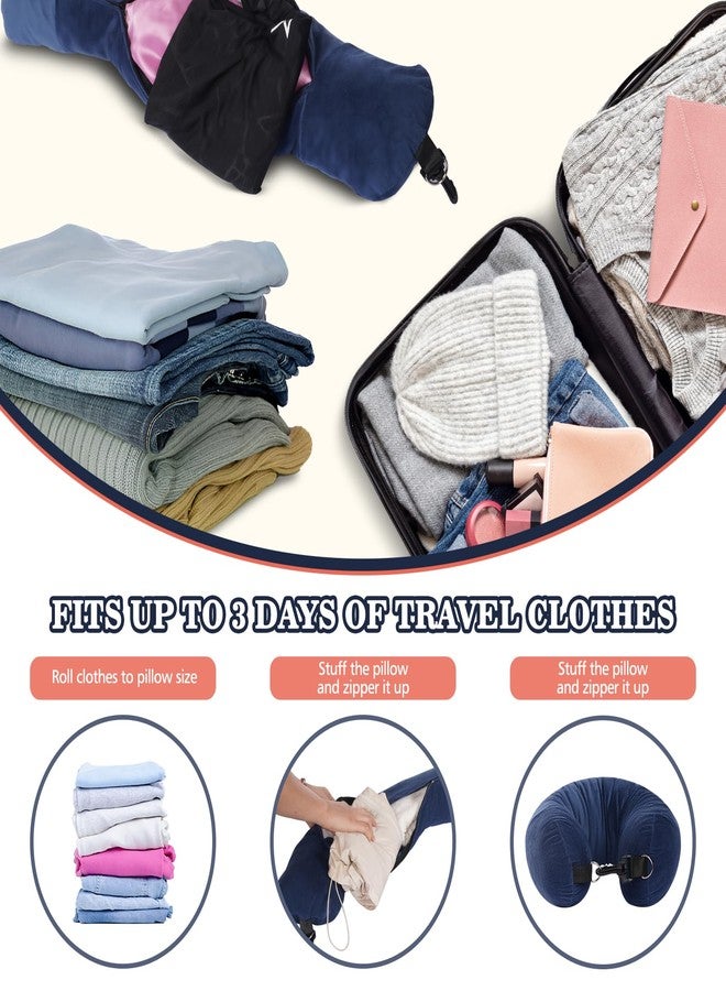 HOMEE Travel Neck Pillow Stuffable with Clothes,Soft Plush Stuffable Travel Pillow,Adjustable U-Shapes Airplane Plane Travel Pillow Storage Bag,Only Travel Pillowcase,No Filler - Image 2