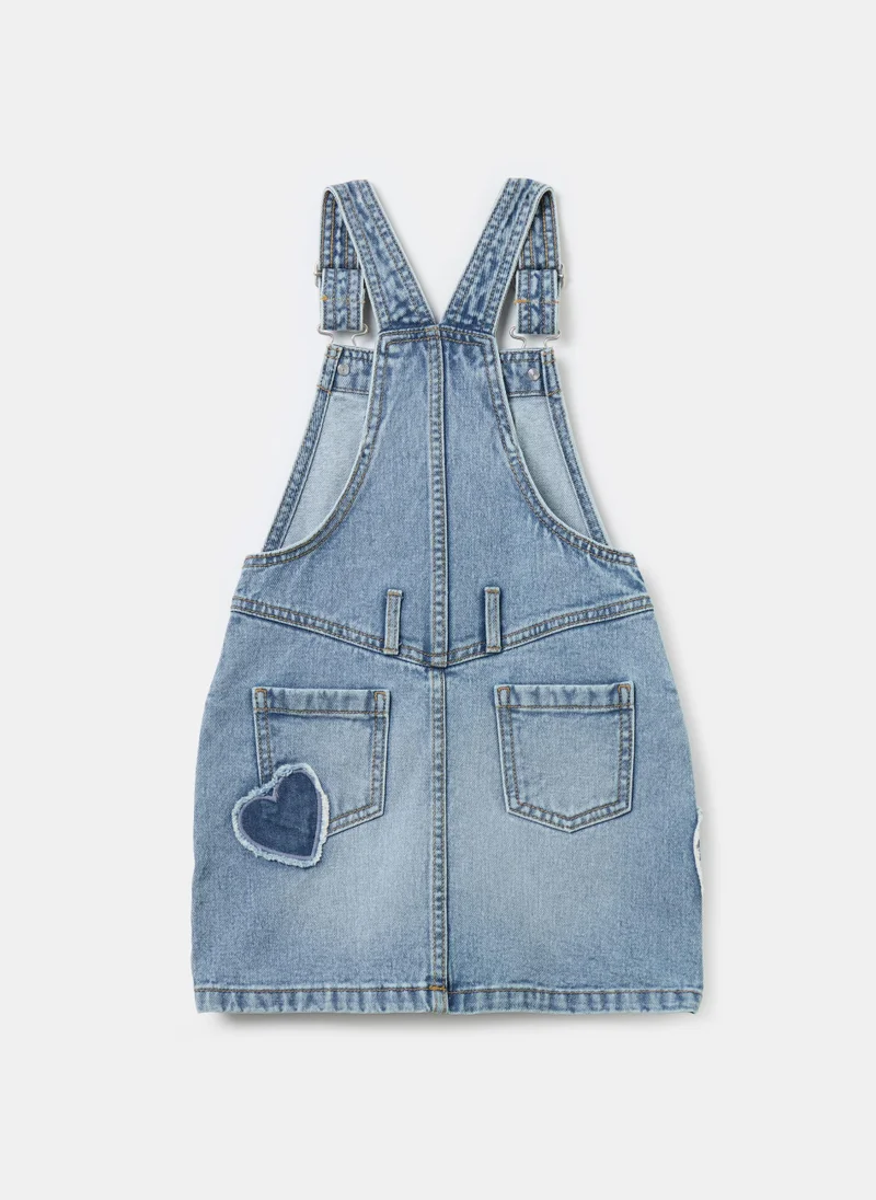 Ovs Pinafore in denim with heart embroidery