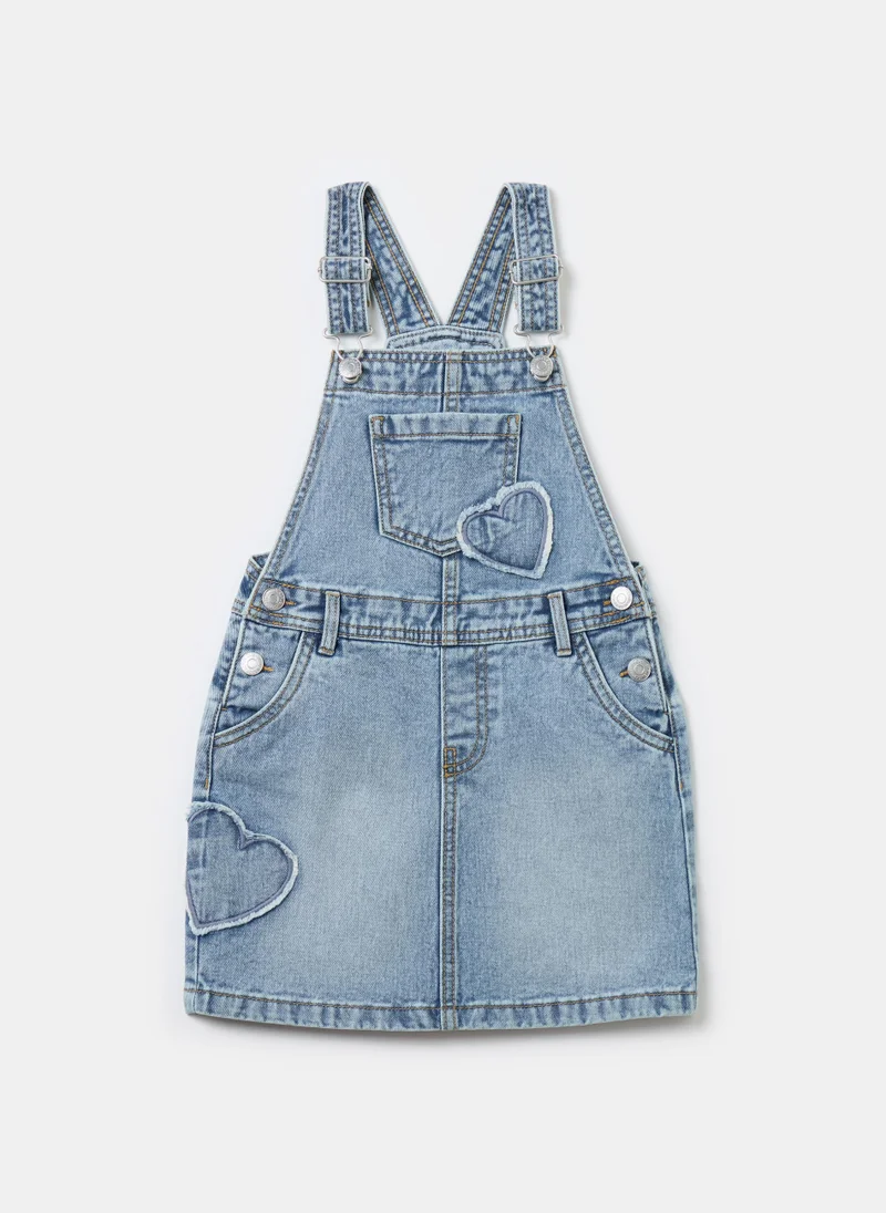 Ovs Pinafore in denim with heart embroidery
