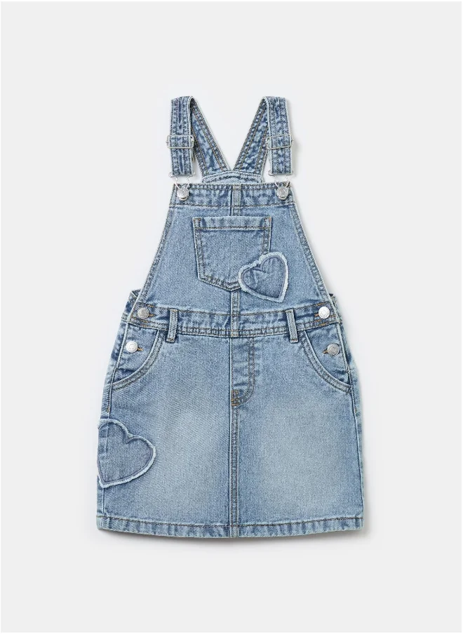 Ovs Pinafore in denim with heart embroidery
