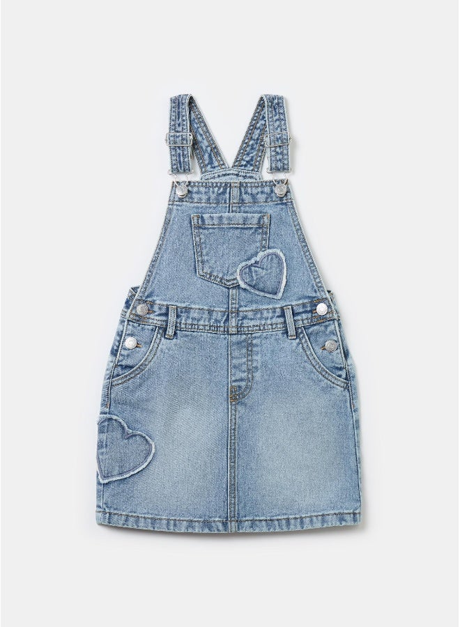 او في اس Pinafore in denim with heart embroidery - Image 1