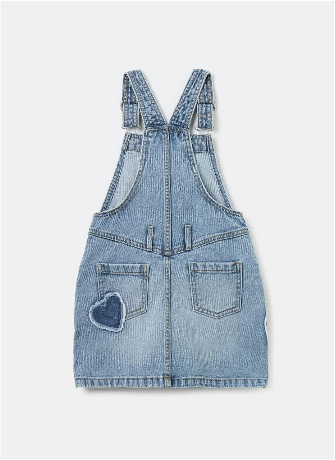 Ovs Pinafore in denim with heart embroidery