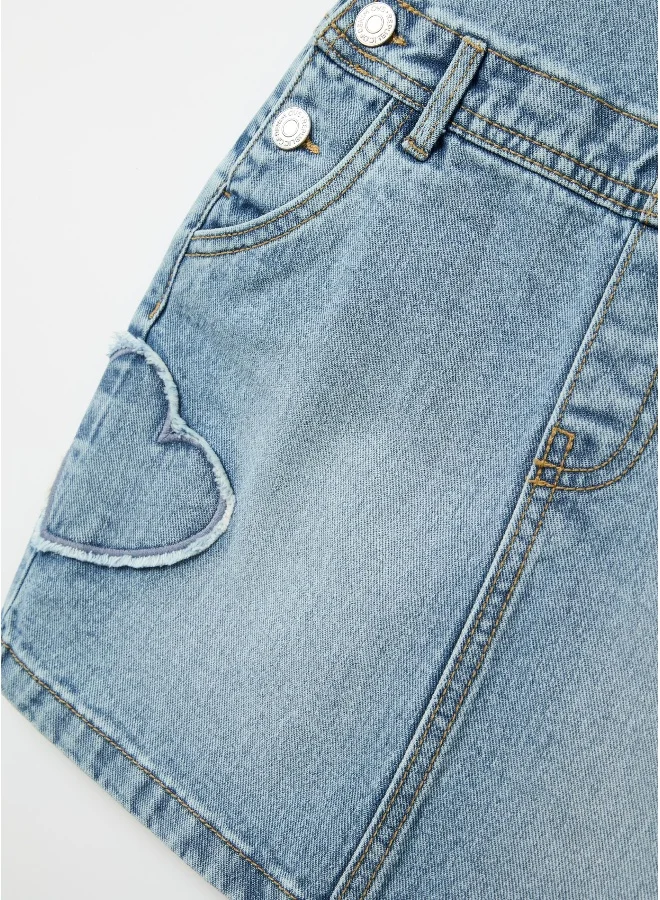 Ovs Pinafore in denim with heart embroidery