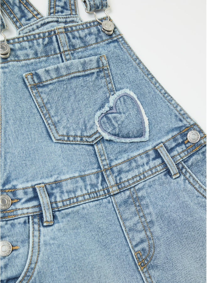 او في اس Pinafore in denim with heart embroidery - Image 3