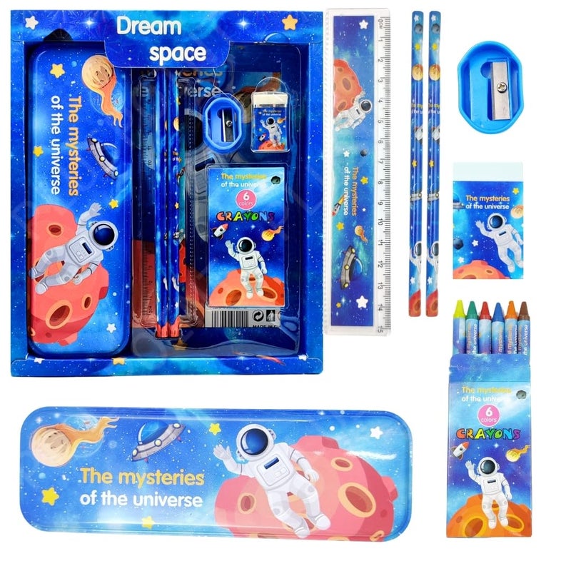 PLUSPOINT طقم هدايا القرطاسية للأطفال - عبوة من 7 قطع، أدوات القرطاسية للأطفال هدية مفيدة طقم قرطاسية كرتوني هدية عيد ميلاد ملحقات المدرسة - Image 1