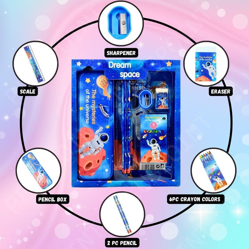 PLUSPOINT طقم هدايا القرطاسية للأطفال - عبوة من 7 قطع، أدوات القرطاسية للأطفال هدية مفيدة طقم قرطاسية كرتوني هدية عيد ميلاد ملحقات المدرسة - Image 4