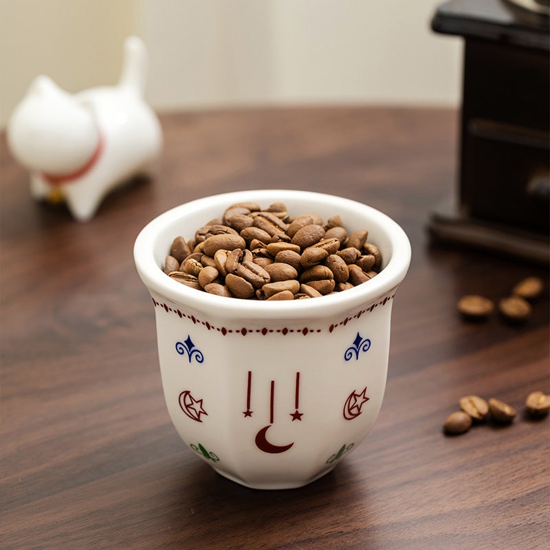 Modern Minimalist Ceramic Coffee Cup with Star and Moon Ethnic Pattern 80ml - Image 4