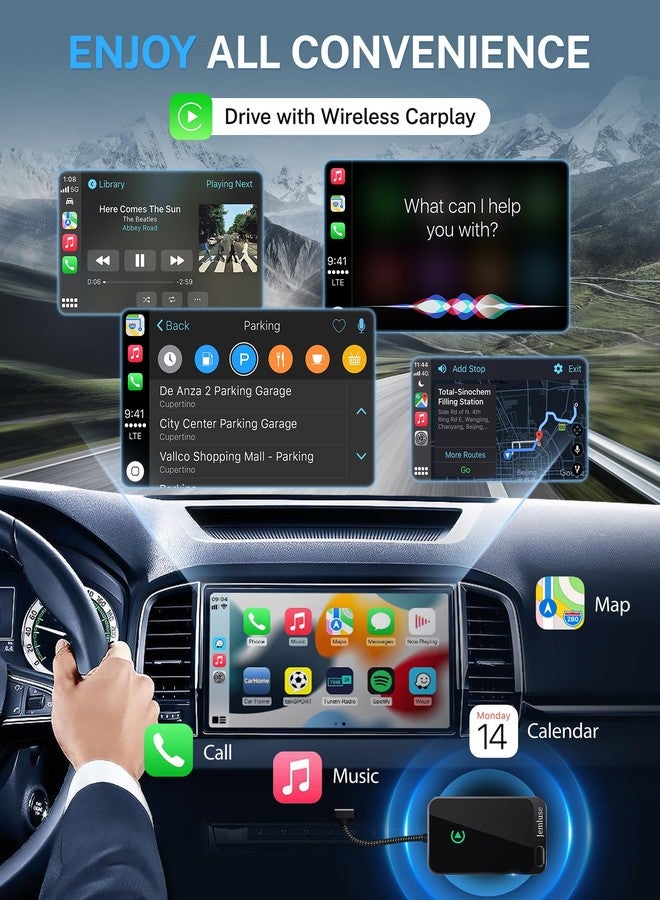 Jemluse Wireless CarPlay Adapter for Apple iPhone (2024 Upgraded) - Multi-User Seamless Connection for Convert Wired to Wireless Car Play Adapter - No Latency from iOS 10+ to Screen w/USB C (Gray) - Image 2