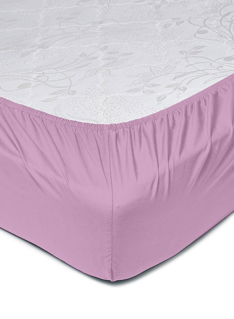 طقم غطاء لحاف 100 قطن 180 خيط مع 1 غطاء لحاف 200X200 سم و 2 غطاء وسادة 50X75 سم لمرتبة بحجم كوين قطن أرجواني - Image 5