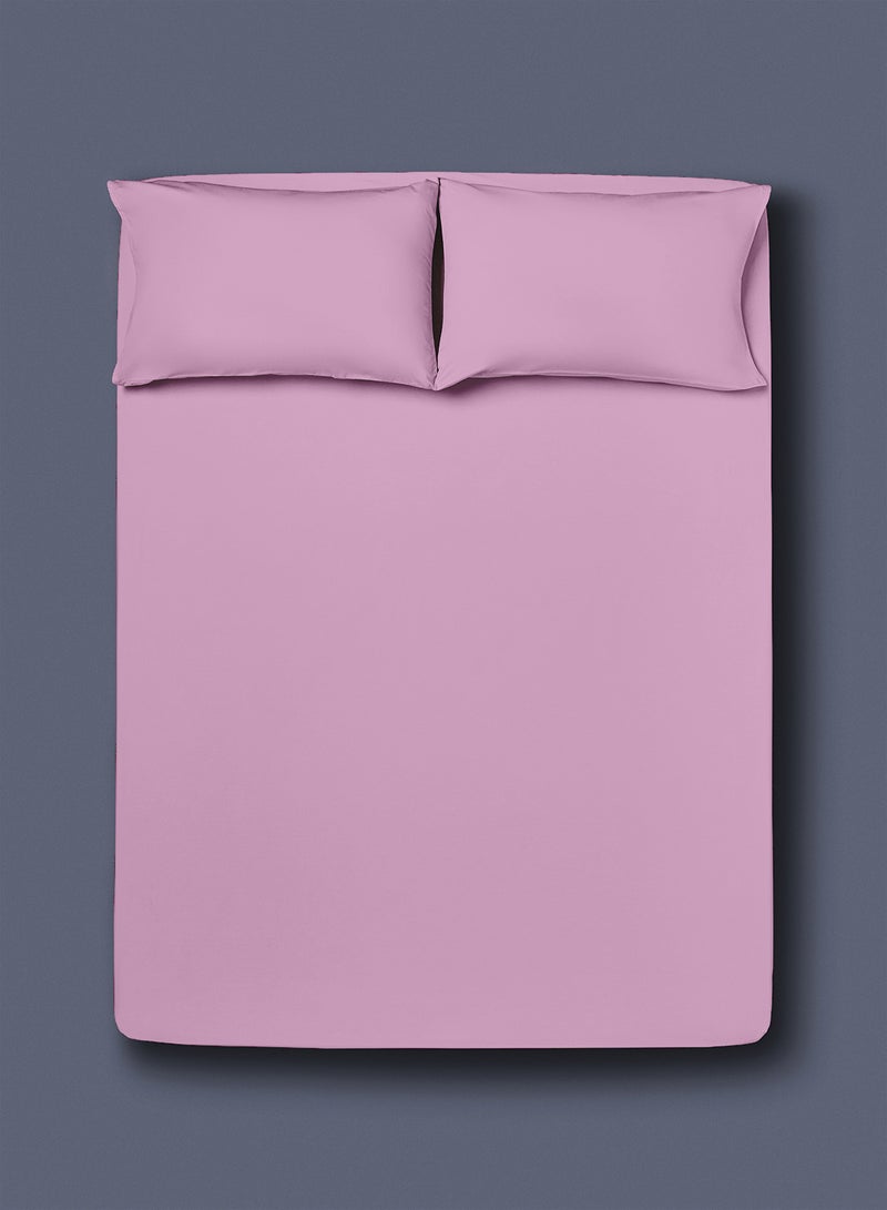 طقم غطاء لحاف 100 قطن 180 خيط مع 1 غطاء لحاف 200X200 سم و 2 غطاء وسادة 50X75 سم لمرتبة بحجم كوين قطن أرجواني - Image 3
