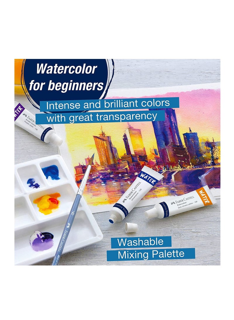 FABER-CASTELL أنابيب ألوان مائية مكونة من 12 قطعة مع لوحة ألوان - Image 2