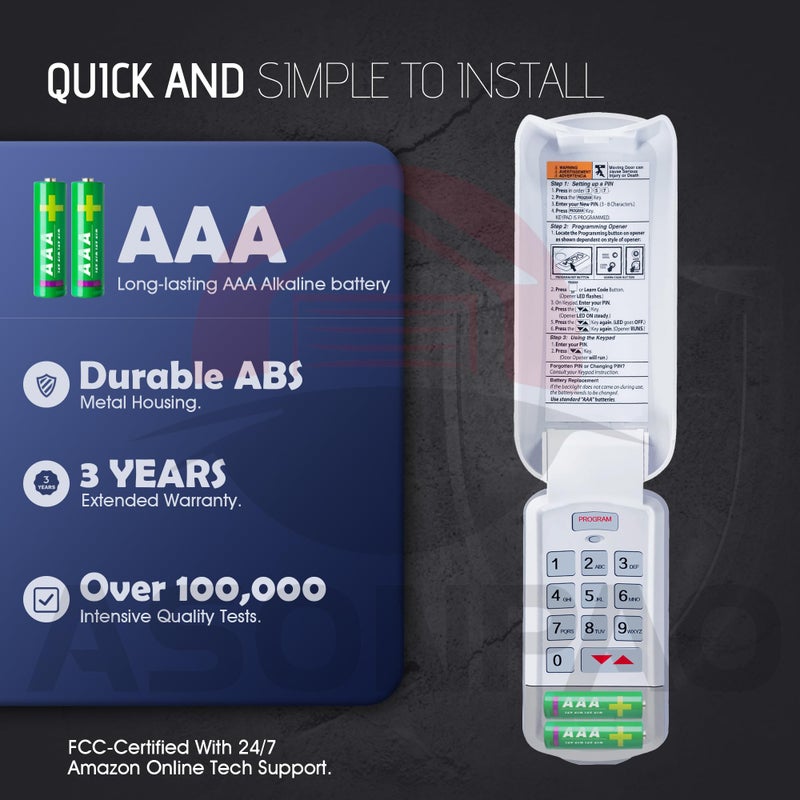 ASONPAO Genie Garage Door Opener Keypad GK-R, Wireless Keyless Intellicodeã€10 Year Warrantyã€‘ - Image 3