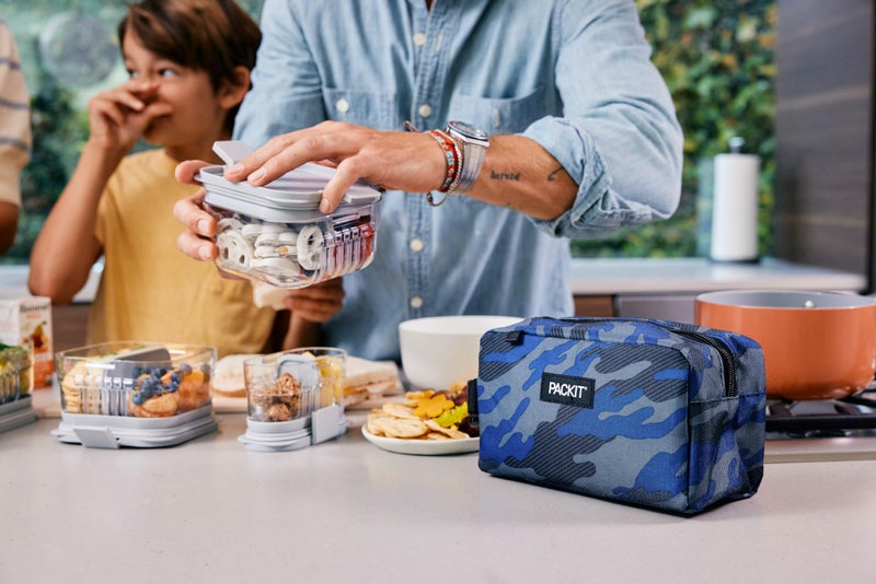 PackIt Mod Mini Bento Food Storage Container  Steel Gray  Shatterproof Crystal Clear Base  with Leak-resistant Divider and Lid  Microwavable  Dishwasher Safe  Designed for Snacks  1 Cup Capacity - Image 5