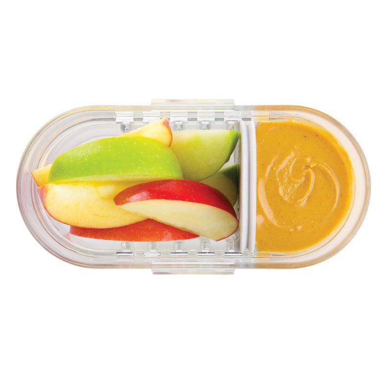 PackIt Mod Mini Bento Food Storage Container  Steel Gray  Shatterproof Crystal Clear Base  with Leak-resistant Divider and Lid  Microwavable  Dishwasher Safe  Designed for Snacks  1 Cup Capacity - Image 4