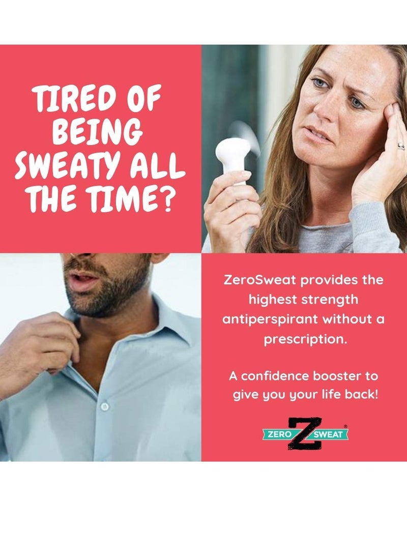 zerosweat ZeroSweat Antiperspirant Deodorant with Aloe | Clinical Strength Hyperhidrosis Treatment - Reduces Armpit Sweat for Up To 7-days per Use - Protection from Excessive Sweating and Odor for Men and Women - Image 3