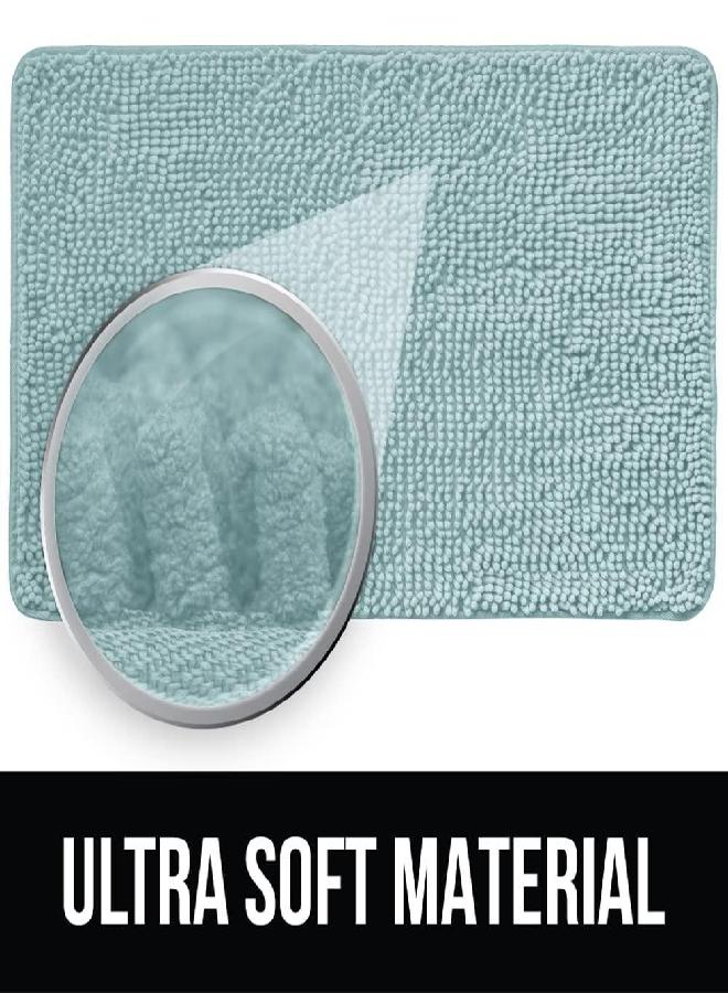 KANGAROO Bathroom Rugs, Chenille Soft Absorbent Bath Rug, Shaggy Shower Mat, Quick Dry Machine Wash Bathmat, Plush Carpet Mats for Tub, Bathtub and Room Home Decor Accessories, 30x20, Seafoam - Image 3