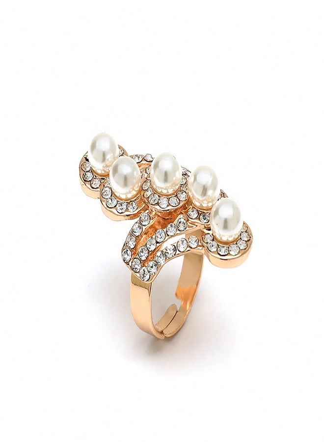 kepvrio Pearl Ring for Women Promise Stacking Pearl Rings Adjustable Open Pearl Finger Ring Trendy Personality Christmas Pearl Jewerly Prom Dress Jewerly - Image 3