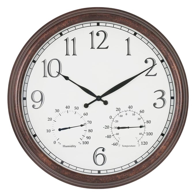 MT33 23INCH THREEINONE METAL WALL CLOCKINDOOROUTDOORTHERMOMETERHYGROMETERWEATHER RESISTANTGARDENLANAI