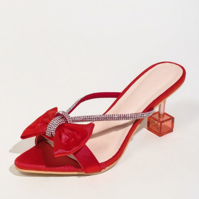 Stiletto Heels with Pointed Toe and Bow Design, Exquisite and Versatile, Fashionable Sandals, Women''s High Heels, High-End Stiletto Heels - Image 3