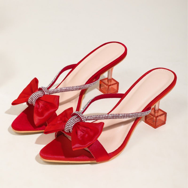 Stiletto Heels with Pointed Toe and Bow Design, Exquisite and Versatile, Fashionable Sandals, Women''s High Heels, High-End Stiletto Heels - Image 2