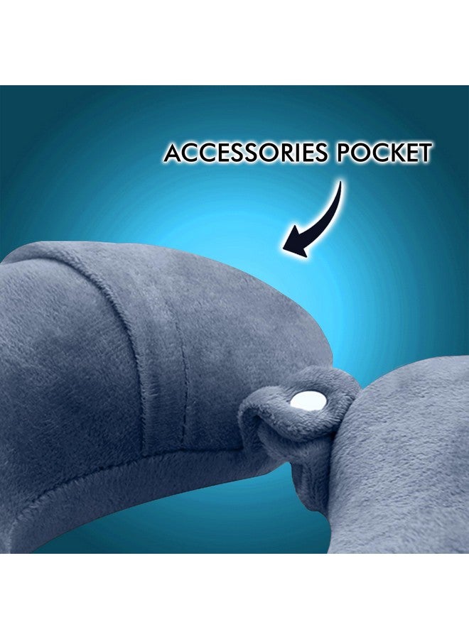 GREELI Cotton Blend Neck Pillow for Travelling Luxurious Airplane Travel Pillow Head Rest Neck Holder Pillow Combo with Premium Eye Mask & 5 Years Warranty, Grey - Image 3