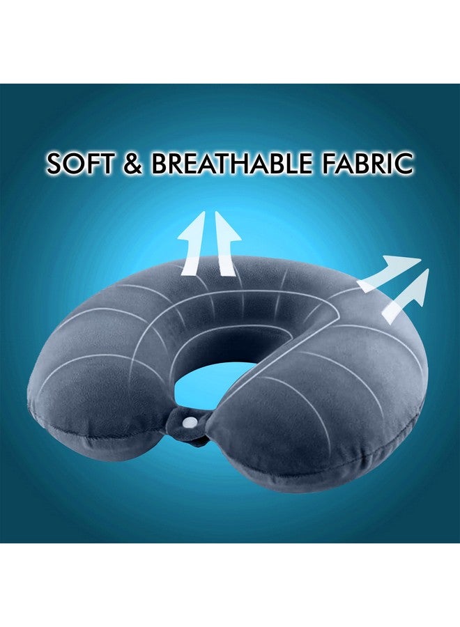 GREELI Cotton Blend Neck Pillow for Travelling Luxurious Airplane Travel Pillow Head Rest Neck Holder Pillow Combo with Premium Eye Mask & 5 Years Warranty, Grey - Image 4