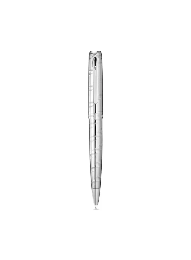 CERRUTI 1881 Ugo Stainless Steel Trims Twist Ballpoint Pen for Men, Blue Ink