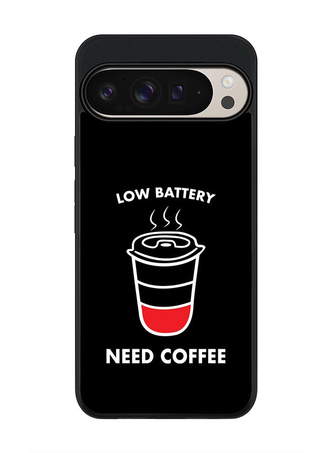 Stylizedd For Google Pixel 9 Pro XL Case,Slim fit Camera Protection, Shockproof Thin Phone cover - Low battery need coffee - Image 1