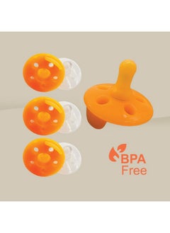 Baby Shusher Baby Shusher Pacifiers | 6pk of Soft Silicone Pacifiers | Hospital-Grade Silicone | Ventilated to Reduce Chafing | Baby Essentials for 0-6 Months Old | BPA & Latex Free | Orange/Clear  - Image 2