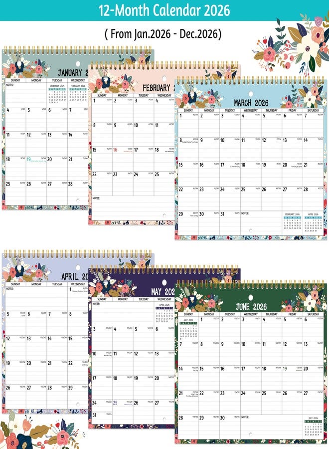 BowCuk 2026 Calendar - 2026 Wall Calendar, 11 x 8.5 In, Jan 2026 - Dec 2026, Small Monthly Calendar 2026, 3-Hole Punched Binder Calendar with Memo Pages, Ruled Blocks, Thick Paper, Holidays, To-dos ＆ Notes - Image 5