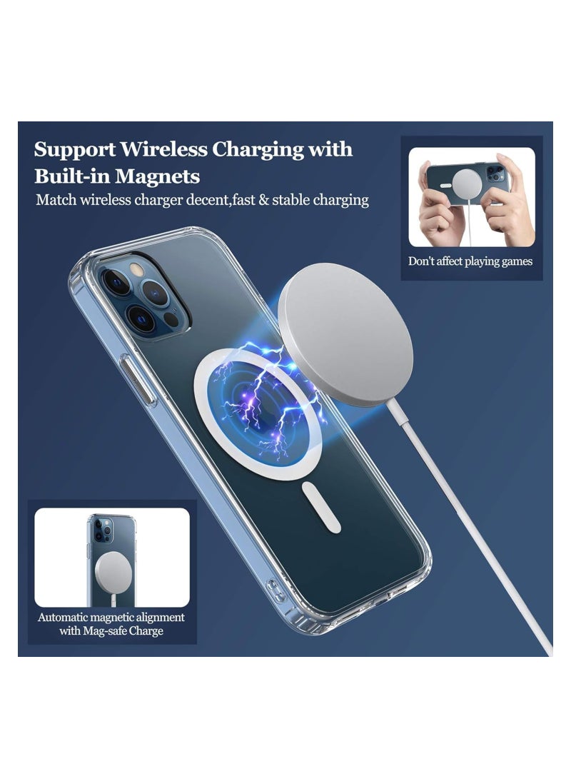 Clear Magnetic Case Compatible with iPhone 15 Pro with Wireless Charging, Soft Silicone TPU Bumper Cover, Thin Slim Fit Hard Back Shockproof Anti-Yellow Protective Case - Image 2