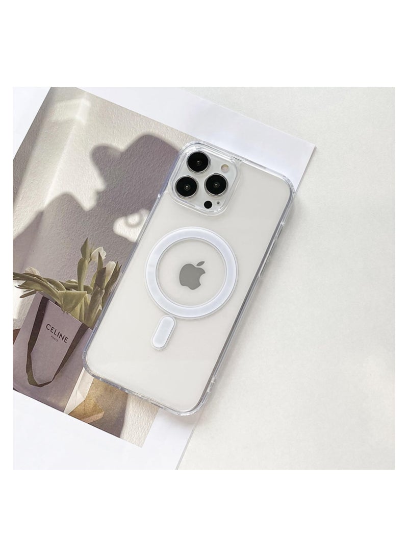 Clear Magnetic Case Compatible with iPhone 15 Pro with Wireless Charging, Soft Silicone TPU Bumper Cover, Thin Slim Fit Hard Back Shockproof Anti-Yellow Protective Case - Image 3